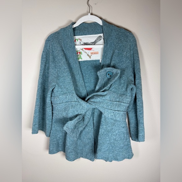 ANTHROPOLOGIE Robin Pick & Choose Twist Origami Cardigan in Teal, Size Medium - Picture 3 of 10